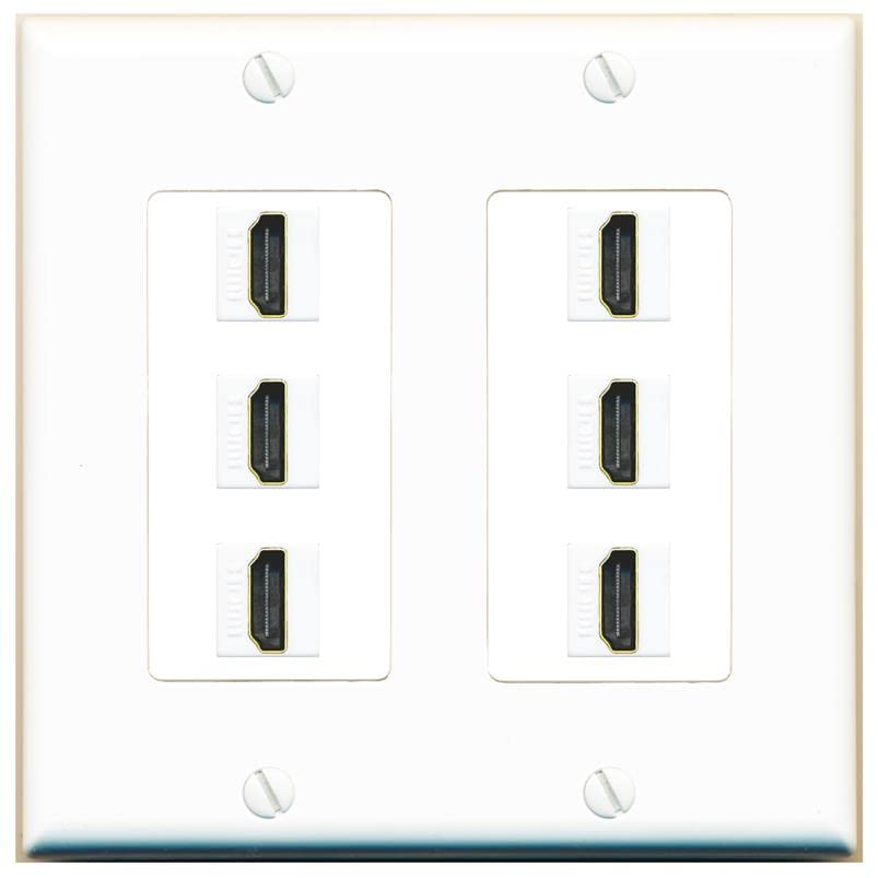 RiteAV HDMI Wall Plate 6 Port - 2 Gang [White/White]