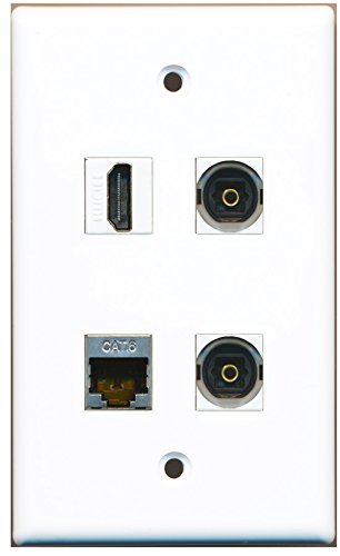 RiteAV - 1 Port HDMI 1 Port Shielded Cat6 Ethernet 2 Port Toslink Wall Plate