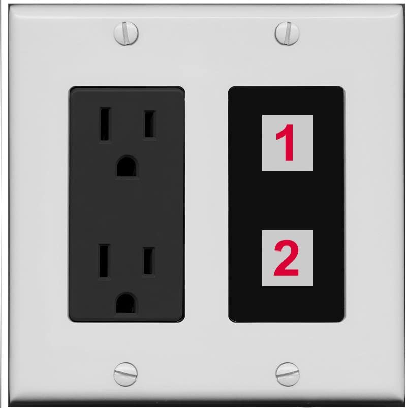 RiteAV Custom Wall Plate 2 Port - Outlet [Gray/Black]