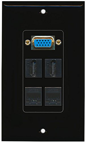 RiteAV (1 Gang Decorative Svga 2 HDMI Black 2 Cat5e Black Wall Plate Black