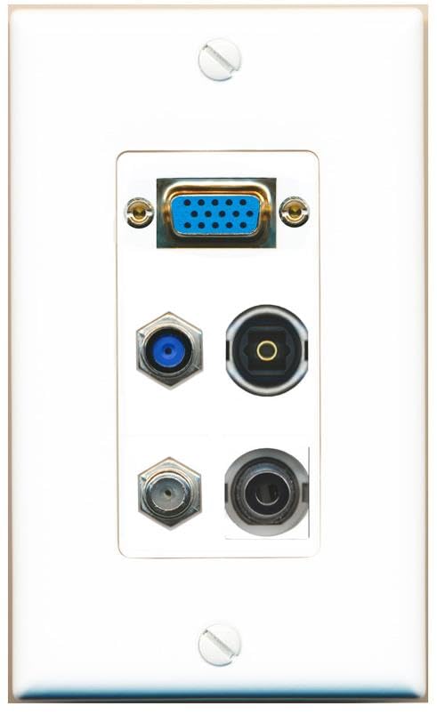 RiteAV SVGA + 3.5mm COAX F81 TOSLINK Wall Plate [White]