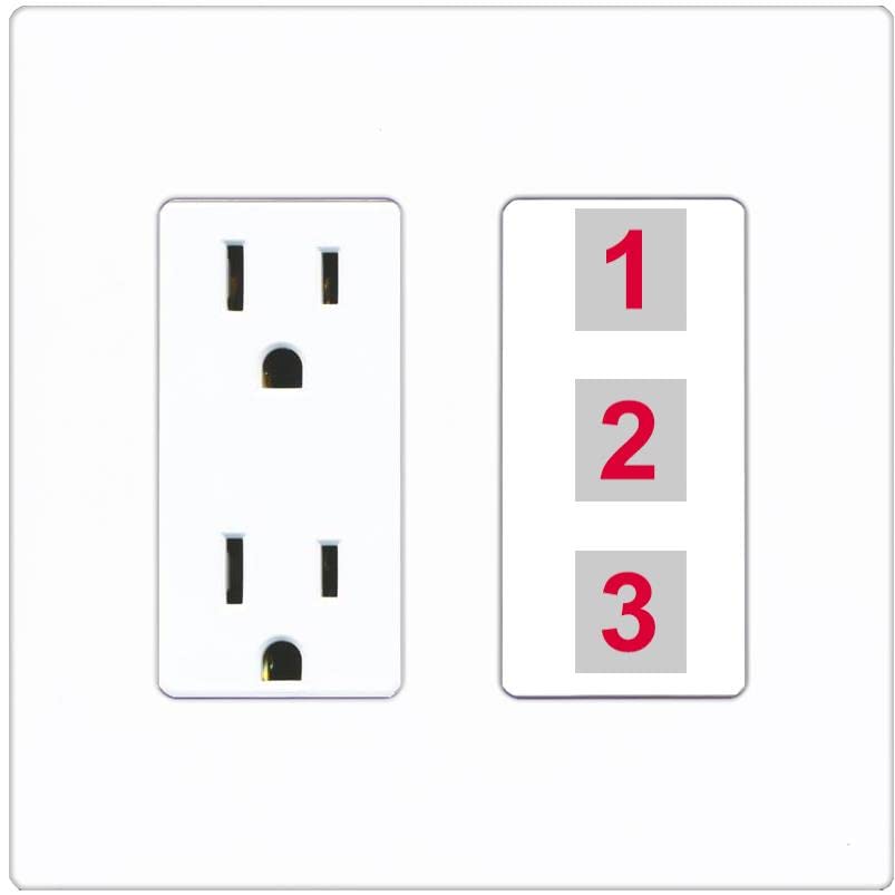 RiteAV Custom Wall Plate 3 Port - Outlet [Screwless White]