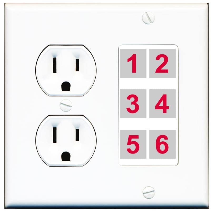 RiteAV 6 Port Custom Wall Plate - Round Outlet [White/White]