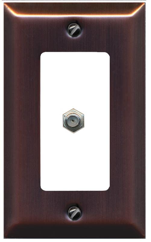 RiteAV 1 Port Coax Cable TV F-Type Wall Plate - 1 Gang [Brushed-Copper/White]