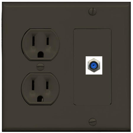 RiteAV F81 Wall Plate with Round Power Outlet [Brown]