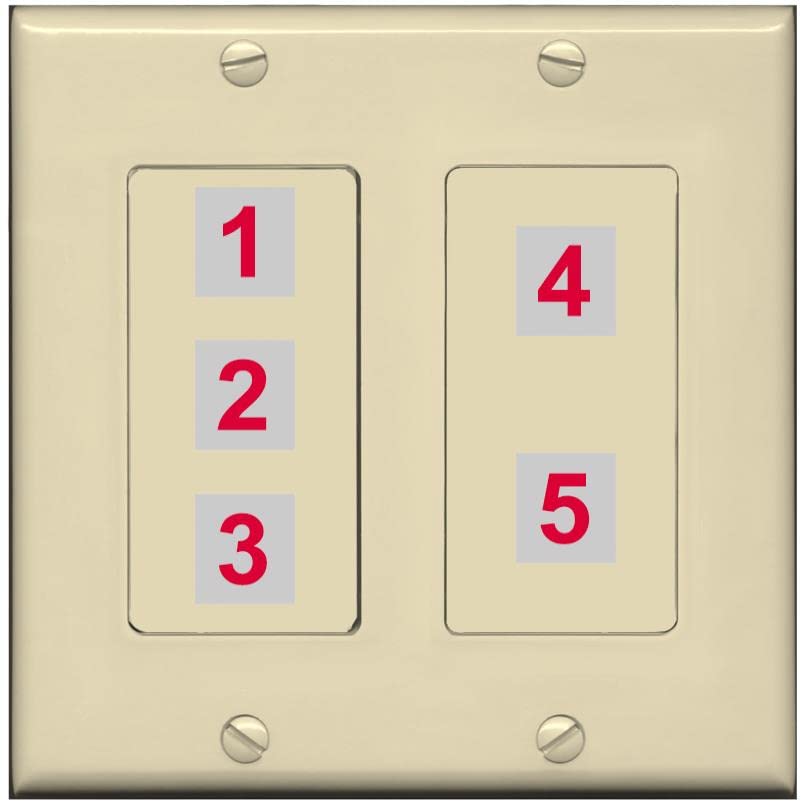 RiteAV Custom Wall Plate 5 Port - 2 Gang [Ivory/Ivory]