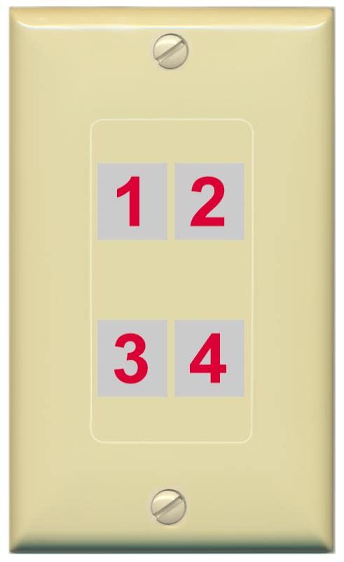 RiteAV Custom 4 Port Custom Wall Plate - 1 Gang [Ivory/Ivory]