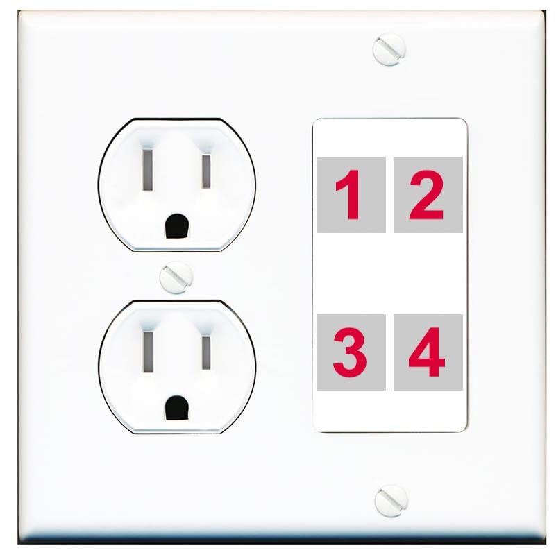 RiteAV Custom 4 Port Custom Wall Plate - Tamper Res Round [White/White]