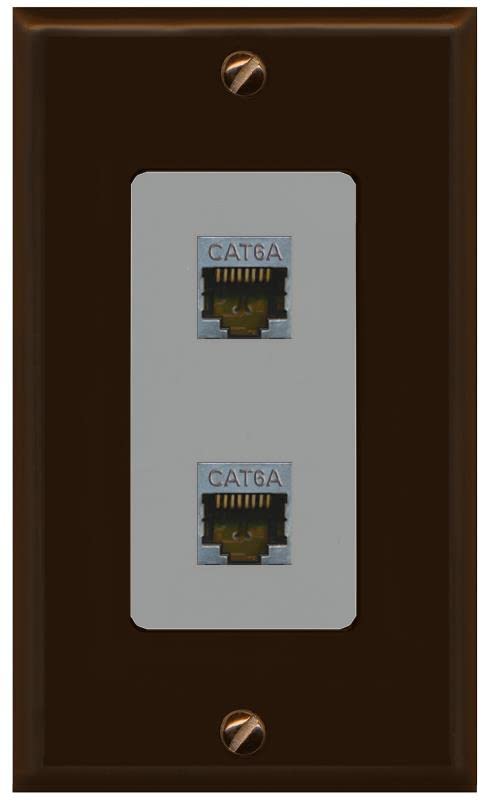 RiteAV 2 Port Cat6A Wall Plate - 1 Gang [Brown/Gray]