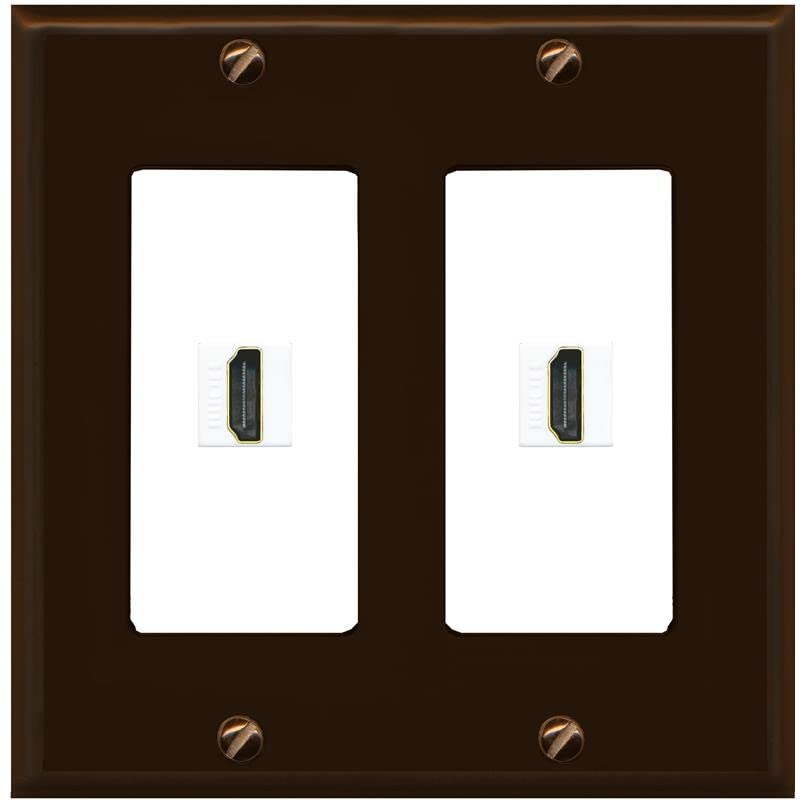 RiteAV HDMI Wall Plate 2 Port - 2 Gang [Brown/White]