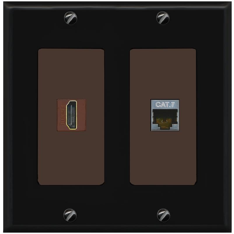 RiteAV HDMI and Cat7 Wall Plate - 2 Gang [Black/Brown]