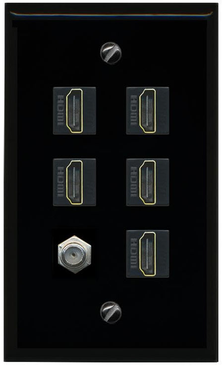 RiteAV COAX 5 HDMI Flat/Solid Wall Plate [Black]