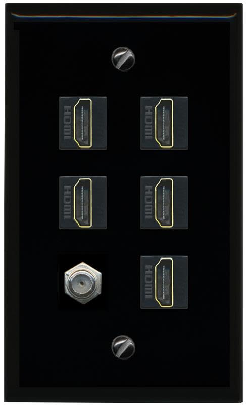 RiteAV COAX 5 HDMI Flat/Solid Wall Plate [Black]
