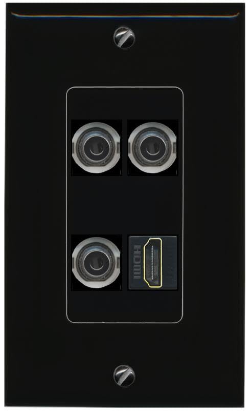 RiteAV 3 3.5mm HDMI Wall Plate Decorative [Black]