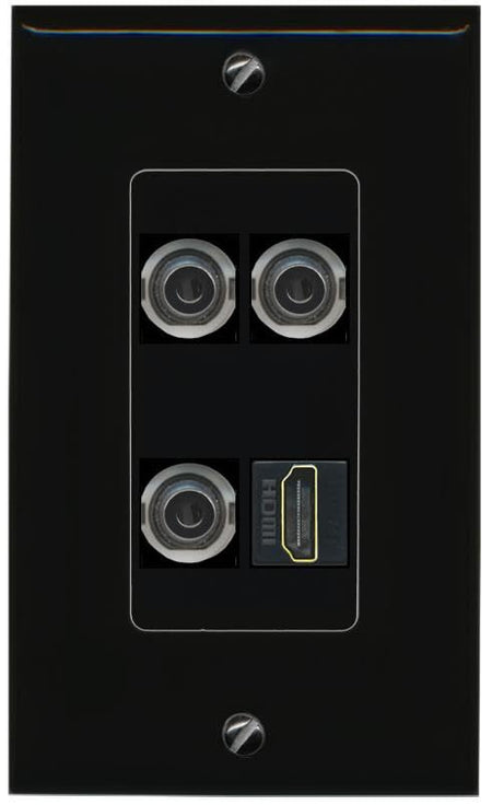 RiteAV 3 3.5mm HDMI Wall Plate Decorative [Black]