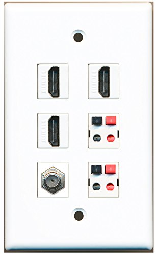 RiteAV - 3 HDMI 1 Port Coax Cable TV- F-Type 2 Port Speaker Wall Plate