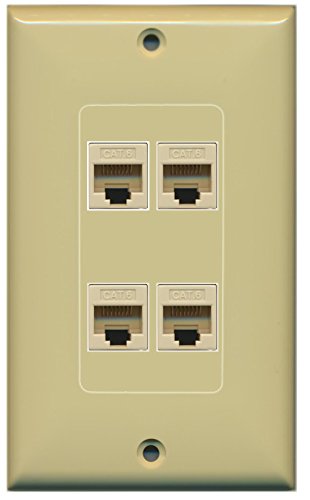 RiteAV (1 Gang Decorative 4 Cat6 Ivory Wall Plate Ivory