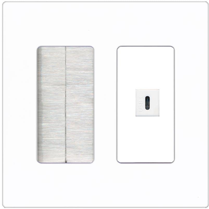 RiteAV USBC Wall Plate - Brush [Screwless White]