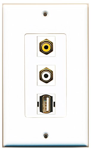 RiteAV 1 Port RCA White 1 Port RCA Yellow 1 Port USB A-A Wall Plate OVERSIZED