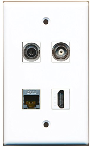 RiteAV - 1 Port HDMI 1 Port Shielded Cat6 Ethernet 1 Port 3.5mm 1 Port BNC Wall Plate