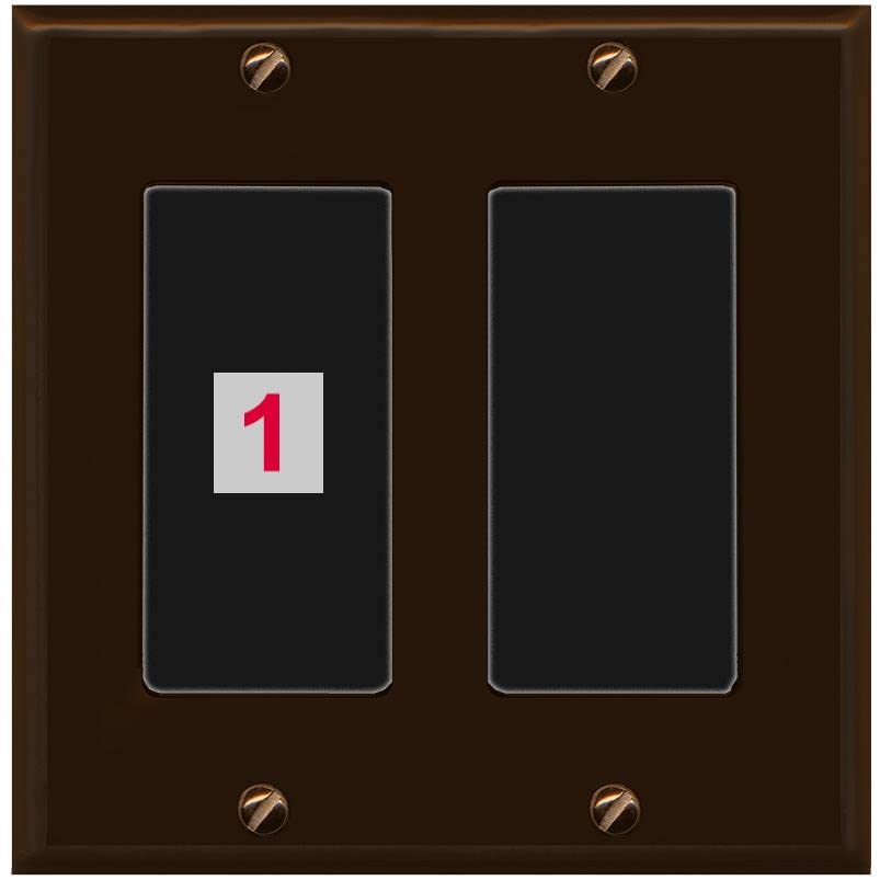 RiteAV Custom Wall Plate 1 Port - 2 Gang [Brown/Black]