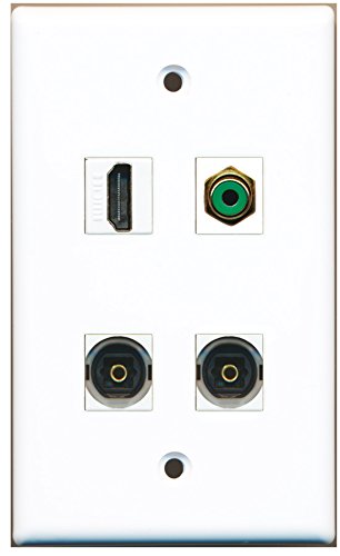 RiteAV - 1 Port HDMI 1 Port RCA Green 2 Port Toslink Wall Plate