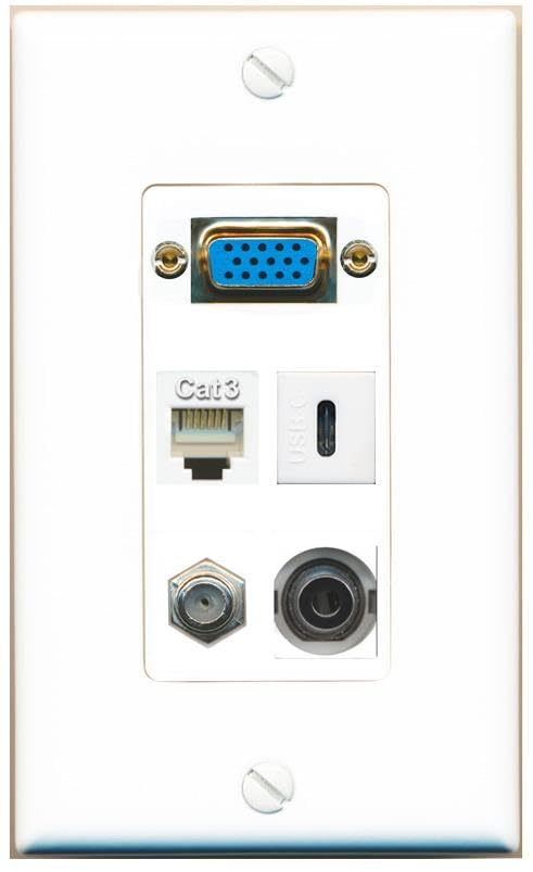 RiteAV SVGA + 3.5mm COAX PHONE USBC Wall Plate [White]