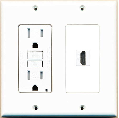 RiteAV (2 Gang Decorative 15A GFCI Outlet HDMI Wall Plate White