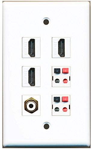 RiteAV - 3 HDMI 1 Port RCA White 2 Port Speaker Wall Plate