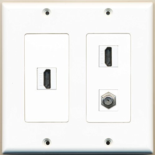 RiteAV - 2 Port HDMI 1 Port Coax Cable TV- F-Type - 2 Gang Wall Plate