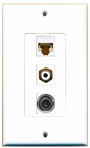 RiteAV 1 Port RCA White 1 Port 3.5mm 1 Port Cat6 Ethernet White Wall Plate OVERSIZED