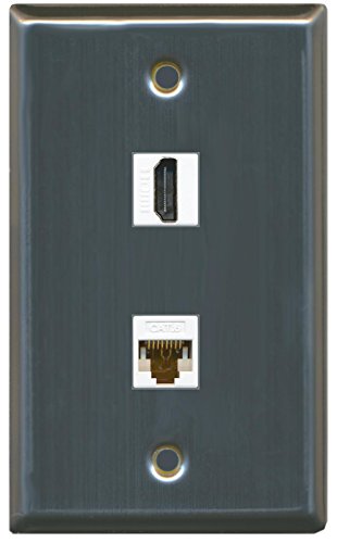 RiteAV (1 Gang Flat HDMI Cat6 Wall Plate Stainless Steel