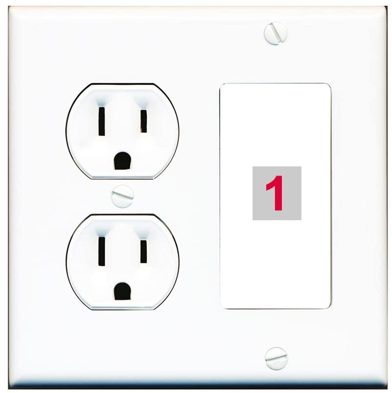 RiteAV Custom Wall Plate 1 Port - Round Outlet [White/White]