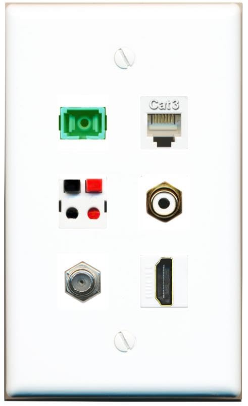 RiteAV COAX HDMI PHONE RCA-WHITE SC-APC-SX SPEAKER Flat/Solid Wall Plate [White]