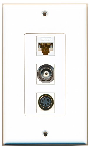 RiteAV 1 Port S-Video 1 Port BNC 1 Port Cat6 Ethernet White Wall Plate OVERSIZED