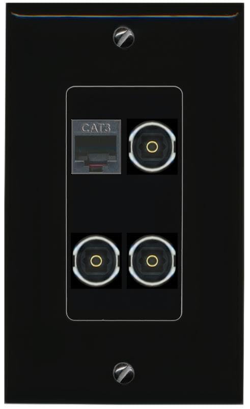 RiteAV PHONE 3 TOSLINK Wall Plate Decorative [Black]