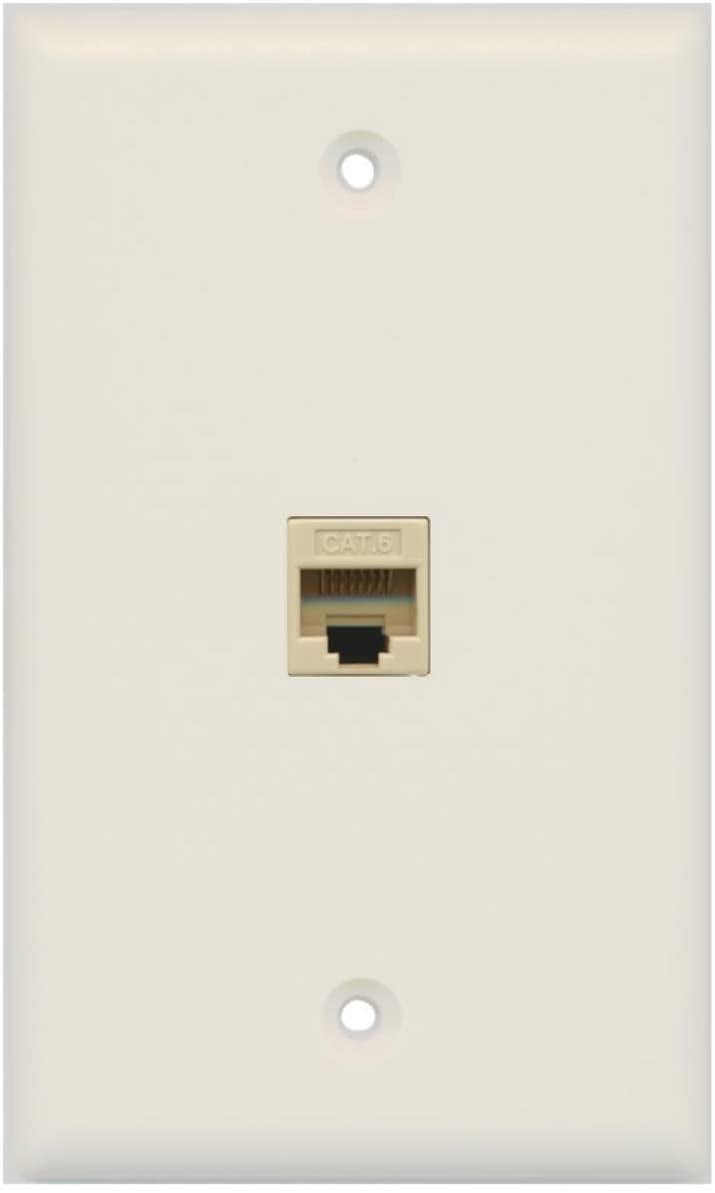 RiteAV 1 Gang Cat6 Wall Plate - Light Almond 1 Port