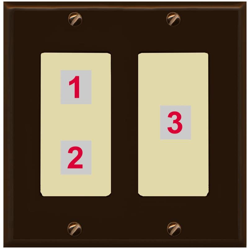 RiteAV Custom Wall Plate 3 Port - 2 Gang [Brown/Ivory]