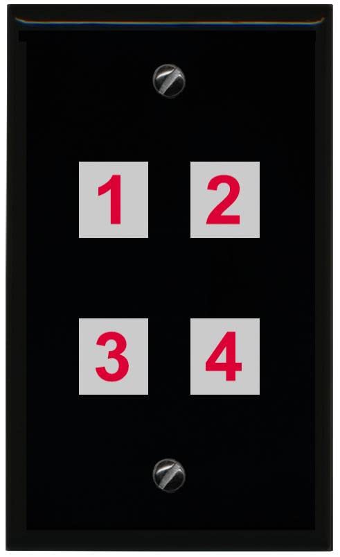 RiteAV Custom 4 Port Custom Wall Plate - Flat [Black/Black]