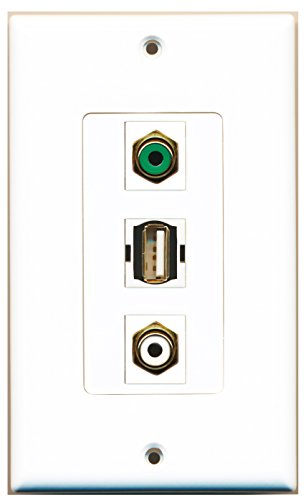 RiteAV 1 Port RCA White 1 Port RCA Green 1 Port USB A-A Wall Plate OVERSIZED