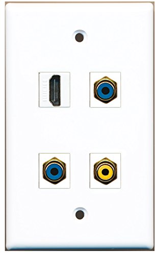 RiteAV - 1 Port HDMI 1 Port RCA Yellow 2 Port RCA Blue Wall Plate