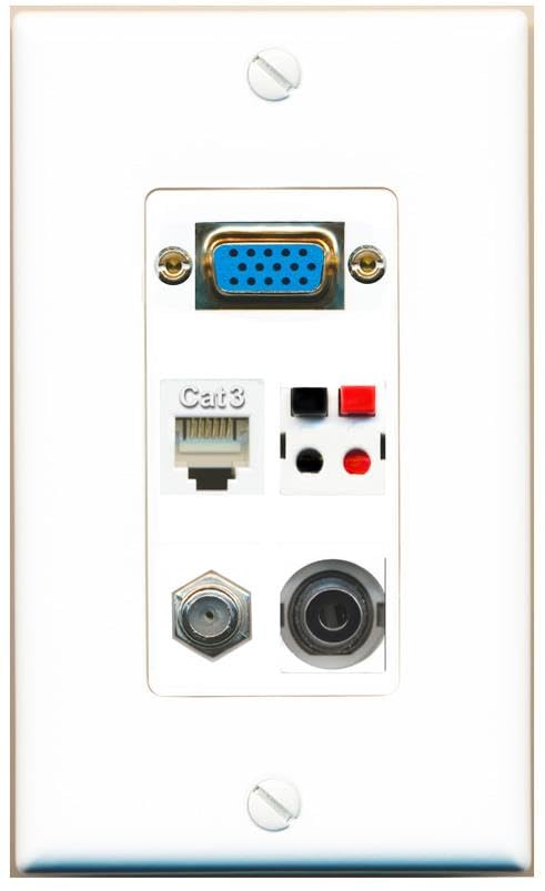 RiteAV SVGA + 3.5mm COAX PHONE SPEAKER Wall Plate [White]