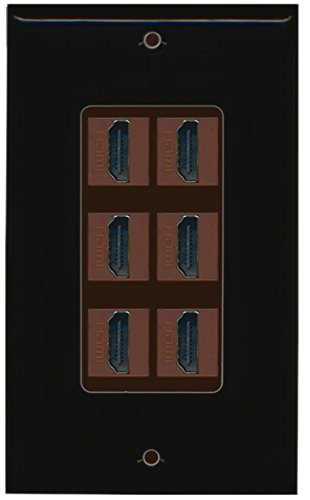 RiteAV HDMI 2.0 Keystone Decorative Wall Plate - Black/Brown 6 Port