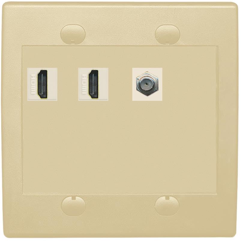 Coax 2 HDMI Wall Plate-Flat 2 Gang Ivory/Ivory