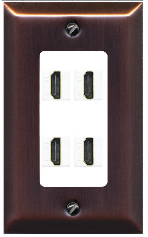 RiteAV 4 Port HDMI Wall Plate - 1 Gang [Brushed-Copper/White]