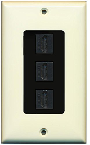 RiteAV HDMI 2.0 Keystone Decorative Wall Plate - Light Almond/Black 3 Port