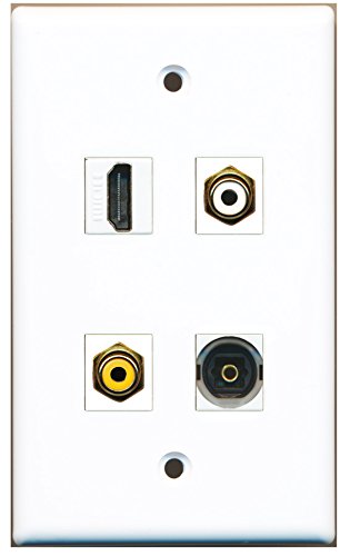 RiteAV - 1 Port HDMI 1 Port RCA White 1 Port RCA Yellow 1 Port Toslink Wall Plate
