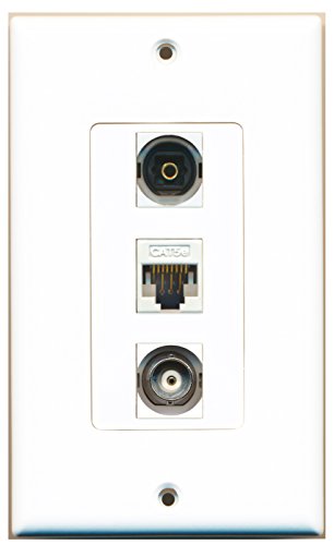 RiteAV 1 Port Toslink 1 Port BNC 1 Port Cat5e Ethernet White Wall Plate OVERSIZED