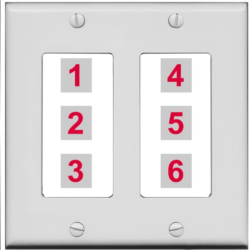RiteAV 6 Port Custom Wall Plate - 2 Gang [Gray/White]