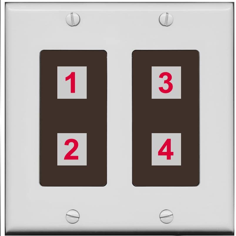 RiteAV Custom 4 Port Custom Wall Plate - 2 Gang [Gray/Brown]